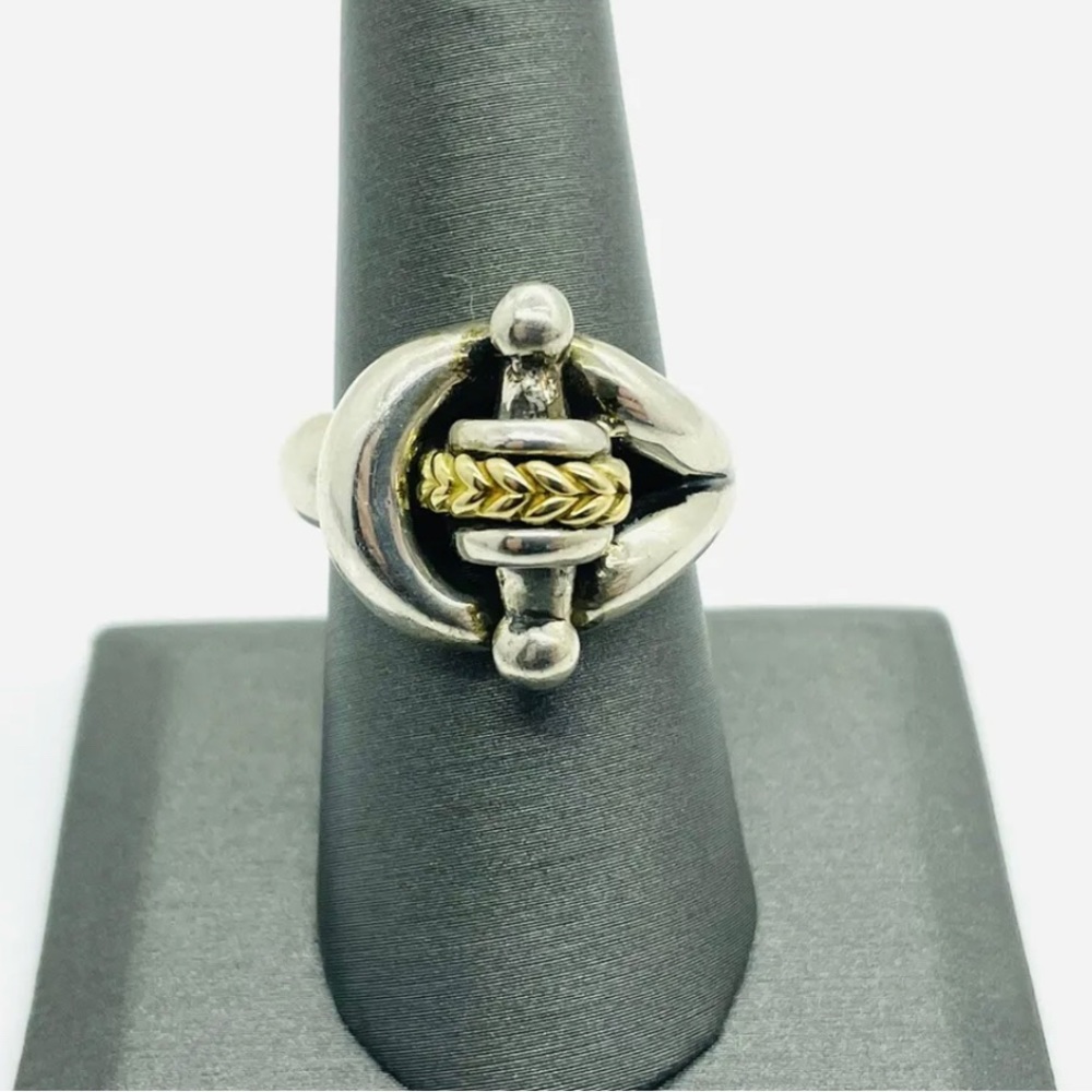 Razia Designer Sterling Silver 18K Gold Knot Ring - size 8